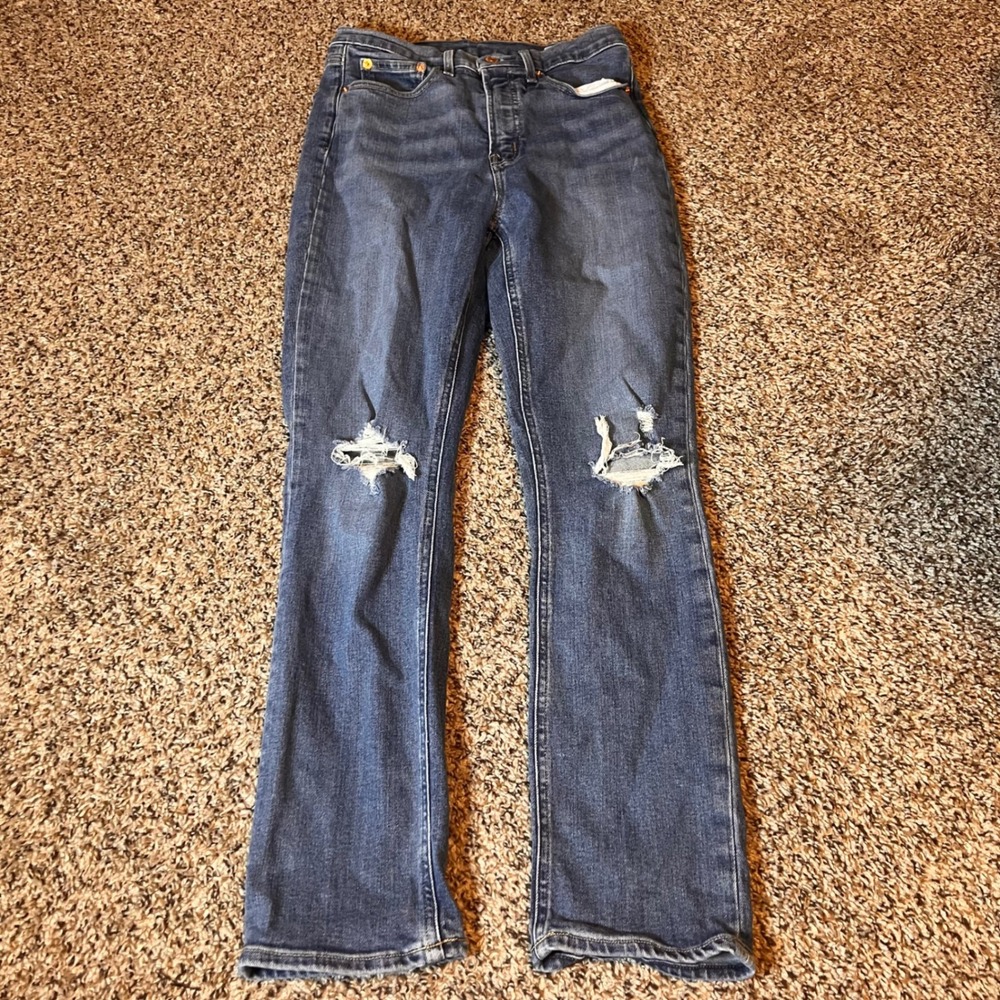 GAP‎ Womens Vintage Slim High Rise Distressed Ripped Jeans Size 28 Blue Denim